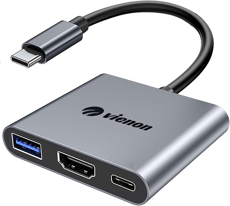 USB C to HDMI Multiport Adapter, USB C Hub with 4k HDMI+ USB 3.0 5Gbps + 100W PD Fast Charging Port, USB Type C to HDMI Converter for MacBook, iPad pro,Chromebook, and More