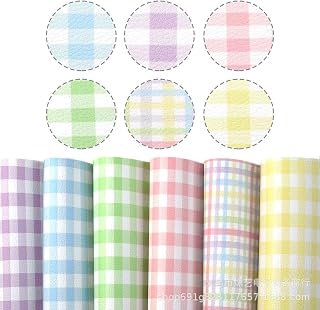 8 Pieces Plaid Faux Leather Sheets,13 x 8 Inch Colorful Grid Synthetic Fabric Pink Blue Craft Leather Fabric Sheet for DIY Crafts Gift Easter Spring Earrings Sewing Bags Hair Bows Home Decor