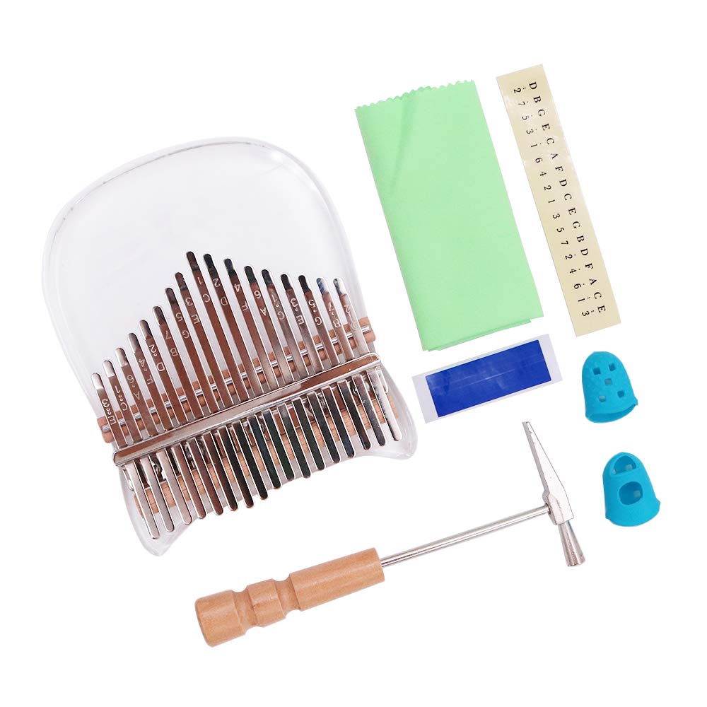 Alnicov 17 touches Kalimba (forme de lapin) fabriqué à la main en acrylique avec des accessoires pour enfants et adultes