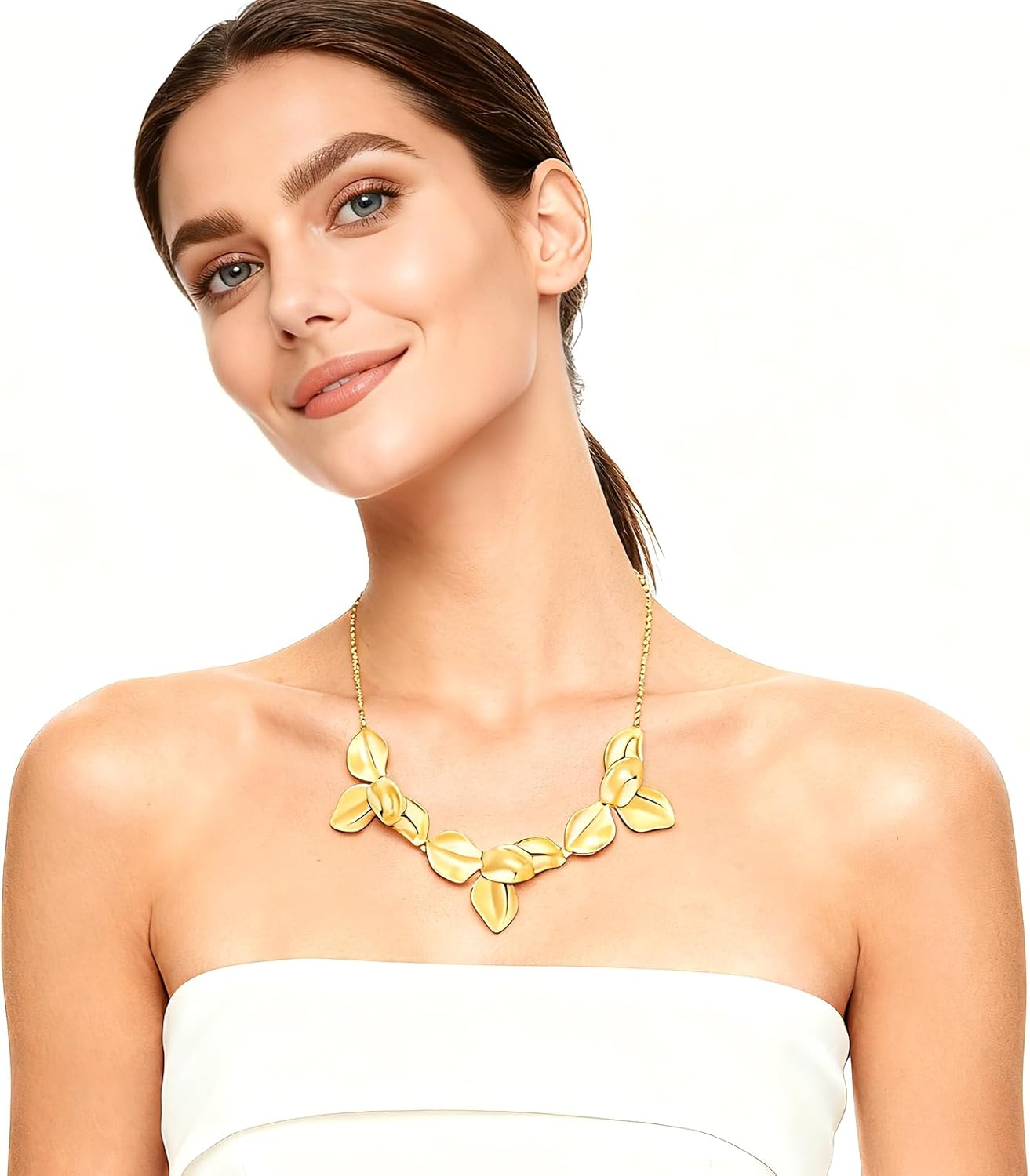 Flower Necklace for Women 14k Gold Plated Boho Vintage Chokers with Floral Pedant Trendy Petal Collars Necklaces Statement Prom Jewelry Gifts - Image 2