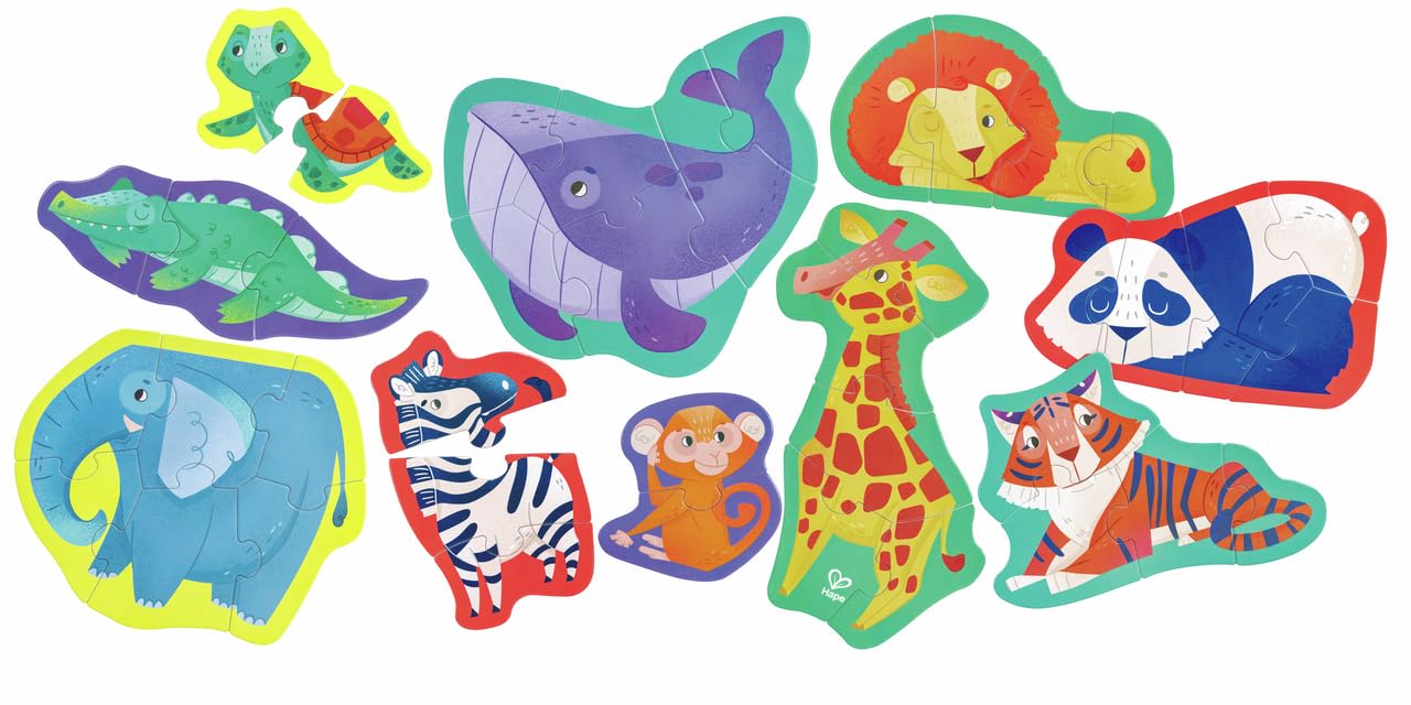 Hape Jungle Friends Puzzle – Wild Animal Jigsaw Set for Early Learning, Ages 18M+
