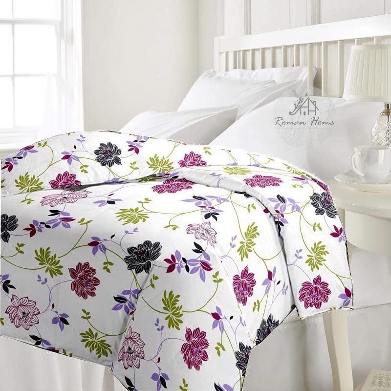 ROMAN HOME Flowers Print 40% Cotton & 60% Microfiber Single Bed Reversible AC Blanket/AC Dohar 240x210cm.(Fancy Flower)-picture-21