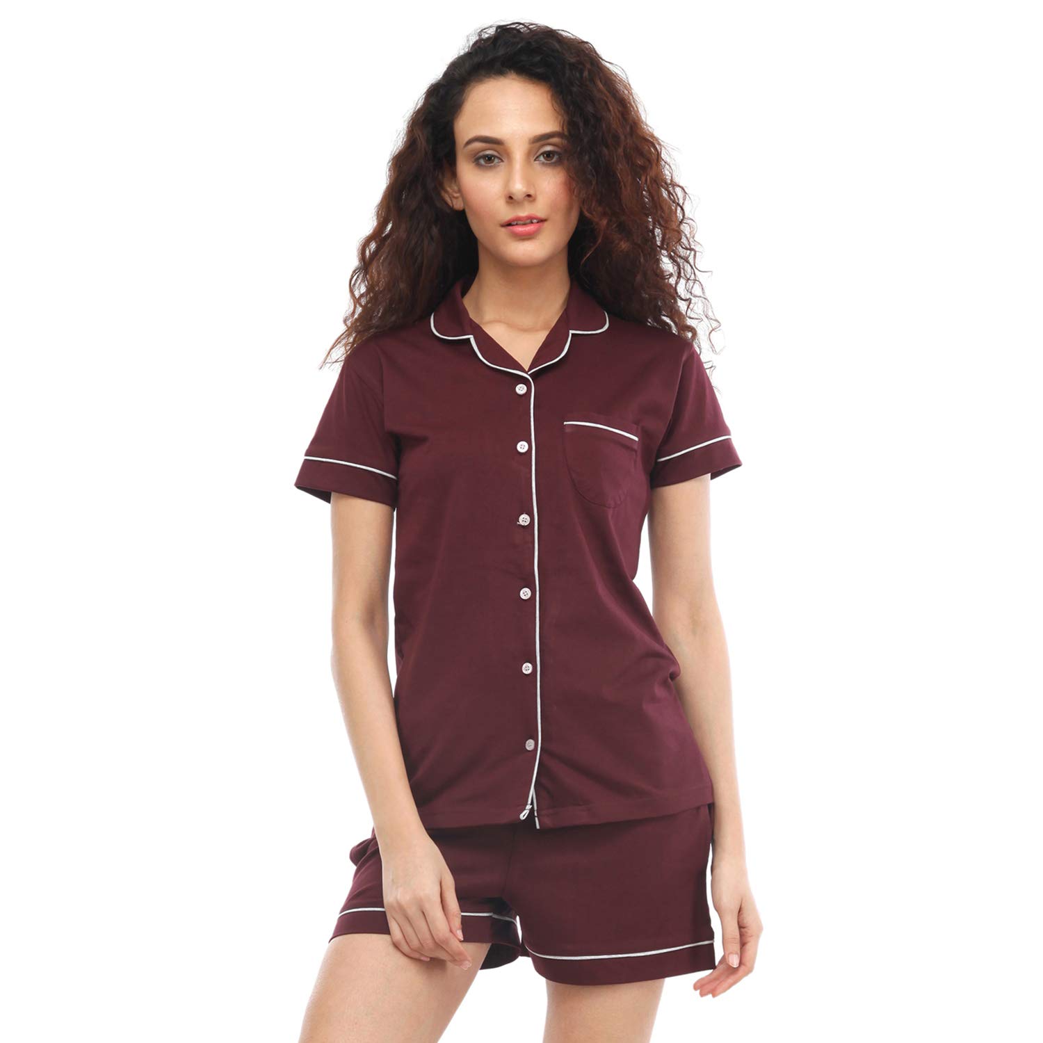 Women's Cotton Plain/Solid Top and Shorts Set Pack of 1-image-40