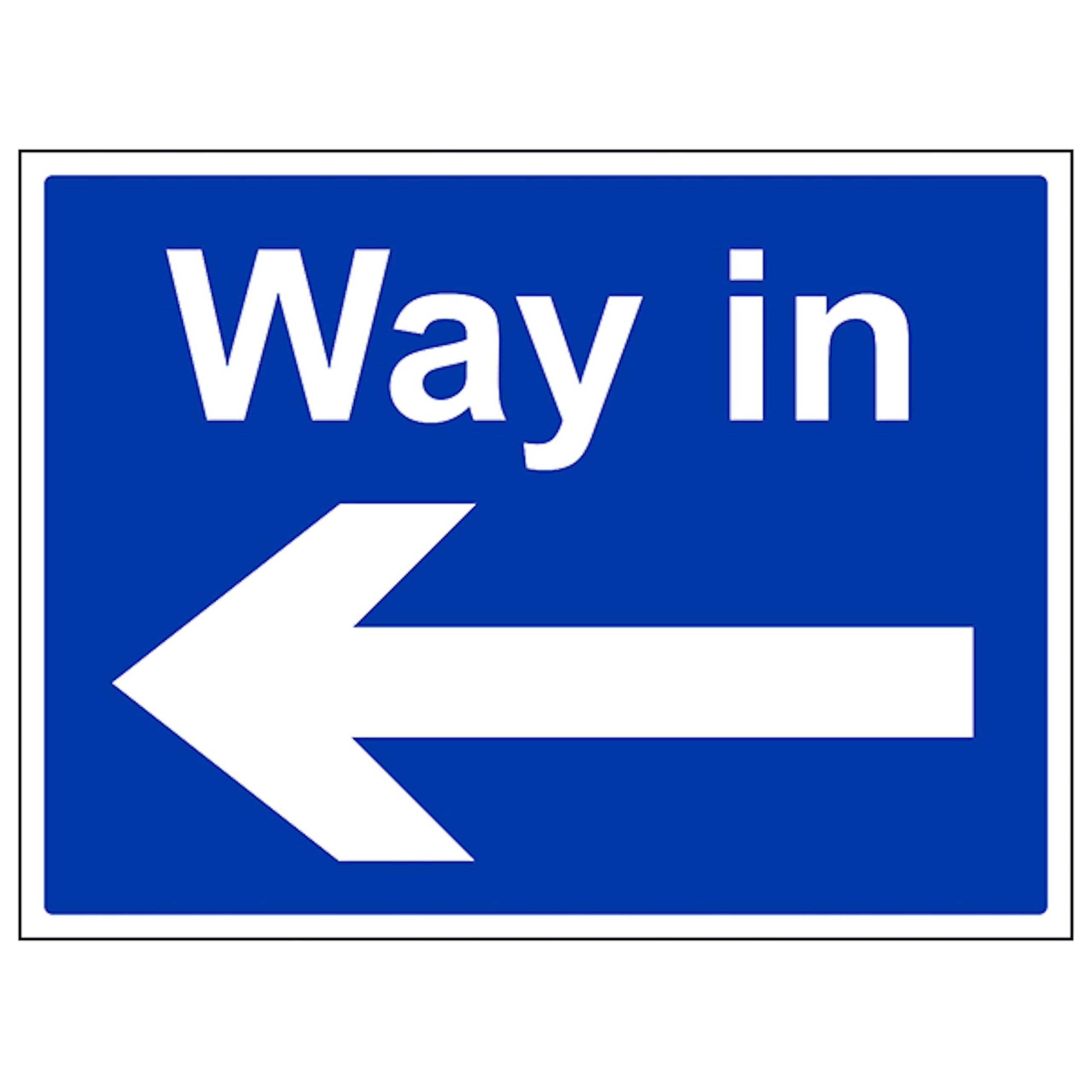 V Safety Way In Arrow Left - Large Landscape 400 x 300 mm - 3mm Reflective Aluminium Composite Safety Sign