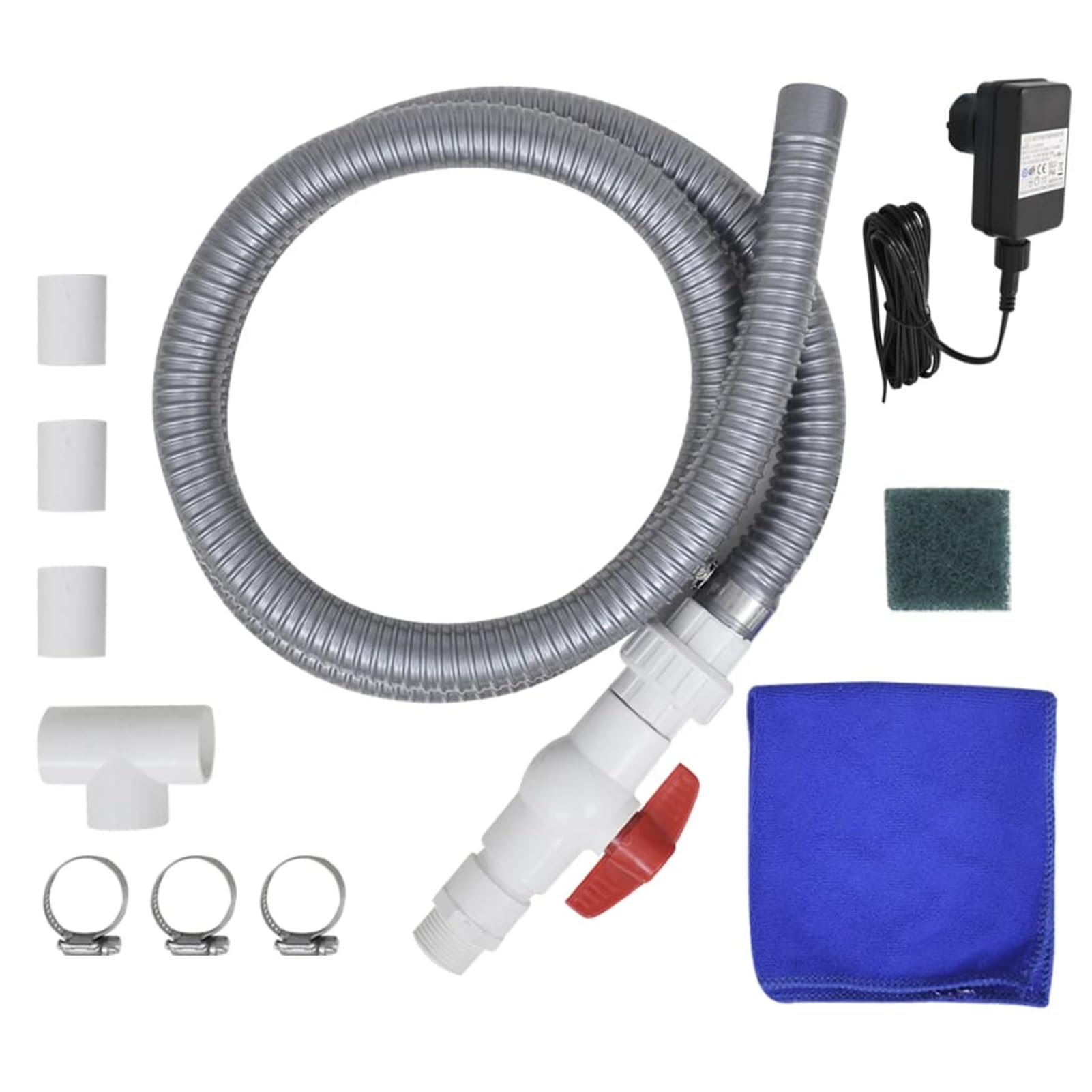Homgoday Cascata per Piscina con LED in Acciaio Inossidabile, Fontana Decorativa per Laghetto o Piscina, IP68, 15 LED Bianchi, 2m Tubo PVC, 220-240V