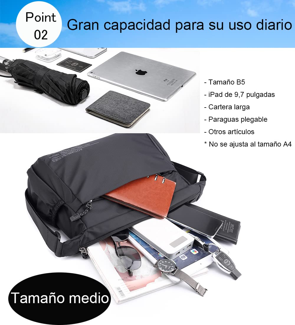 zhongningyifeng Bolso bandolera de nailon para hombre, impermeable, ligero, para viajes, trabajo al aire libre