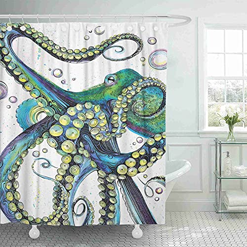 Taysta Fabric Waterproof Shower Curtain Curtains With Hooks Colorful Octopus Tentacles 72"X72" Decor Creative Home Decorative Bathroom #TOP1