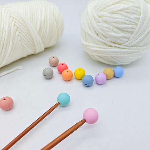 12 tapones de aguja de tejer con cuentas de color macarrón, protectores de punta de aguja de silicona, protectores de punta de tejer pequeños, tapas