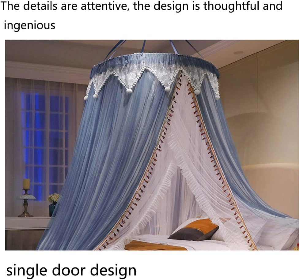 Portable Foldable Mosquito Net Bed Canopy for Single/Double Beds - Ideal for Camping, Travel & Outdoor Use - Blue, Size 1.8m x 2.2m