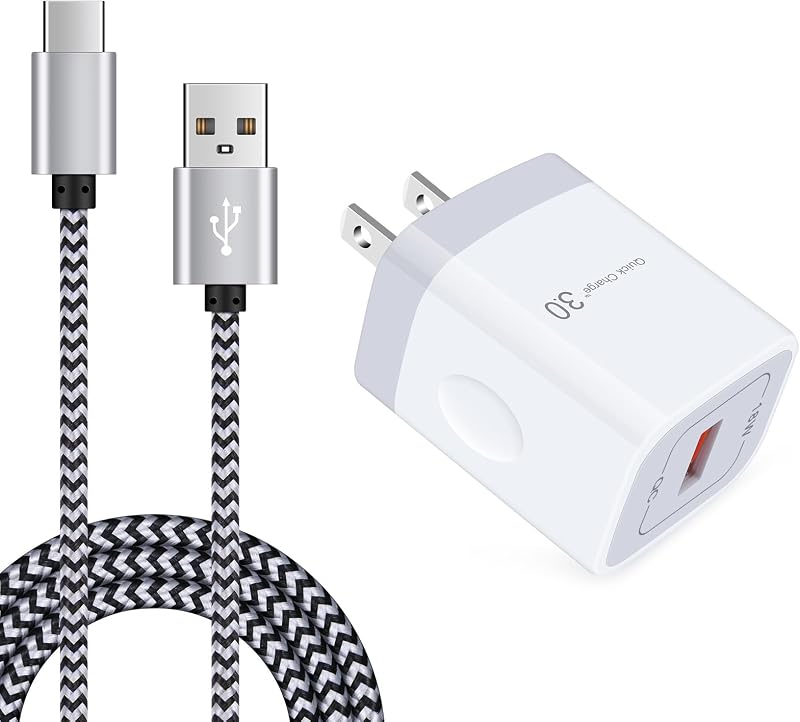 Quick Charge 3.0 Fast Charger Compatible Moto X4, Z4 Z3 Z2 Z Play Force, G8 | G7 Power Play, G6, G6 Plus(Not for G6 Play), Motorola One, 18W Rapid Wall Charger with 6Ft USB Type C Charging Cable Cord