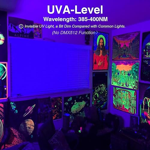 Miniatura 13 de Onforu Paquete de 2 luces LED negras de 30 W, luz de inundación de luz negra con enchufe, IP66 impermeable, para fiesta de baile de Halloween