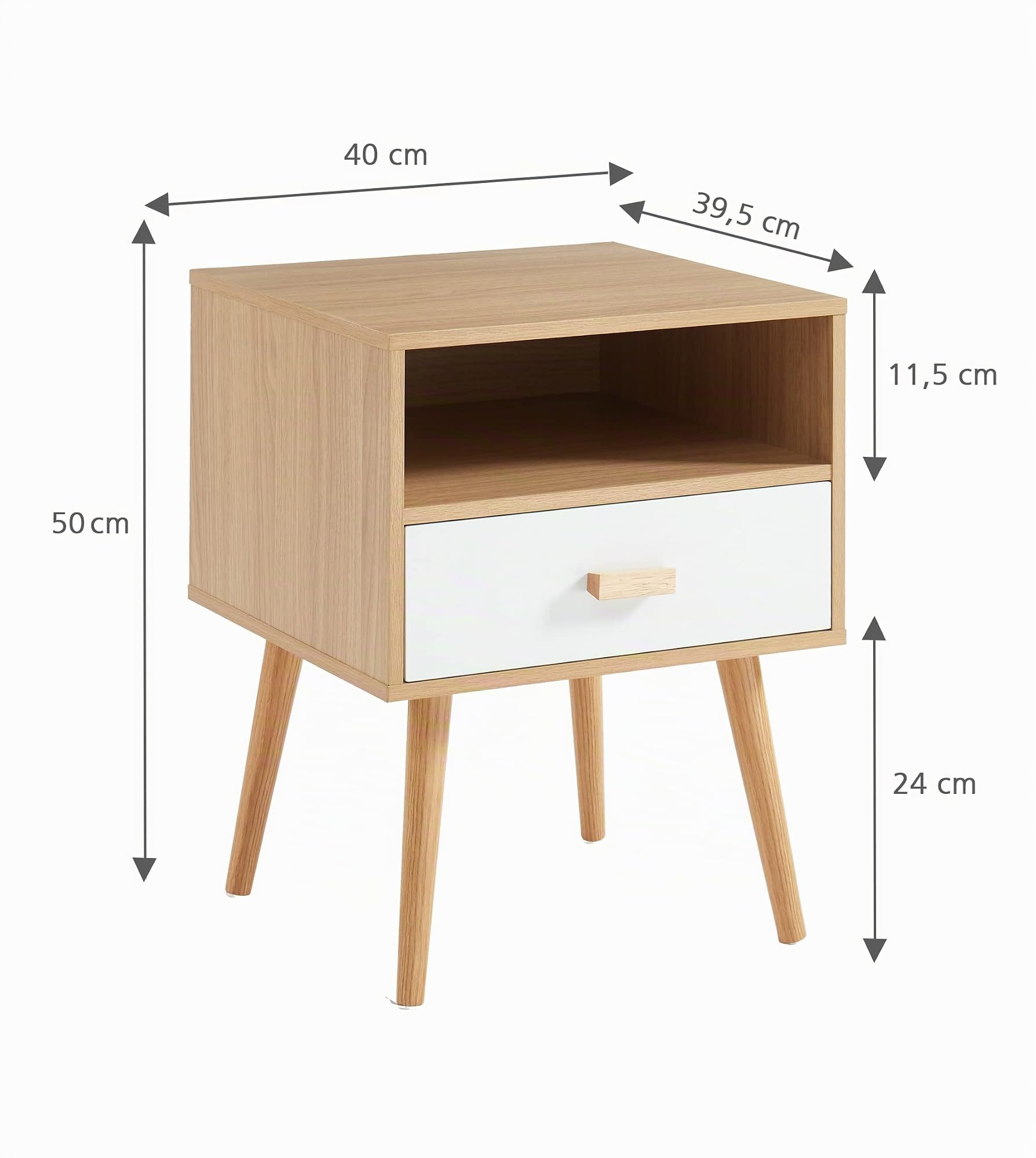 BAÏTA Comodino ULOS, Bianco e Legno Chiaro