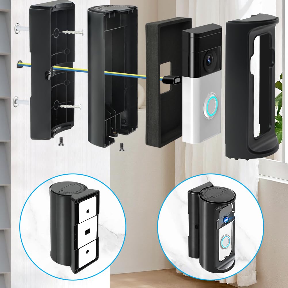 Timbre de la Puerta de Soporte, Video Timbre de la Puerta de Soporte, Timbre de la Esquina Adaptador, Compatible con Video Doorbell Wired Pro2 Plus/3/2/1