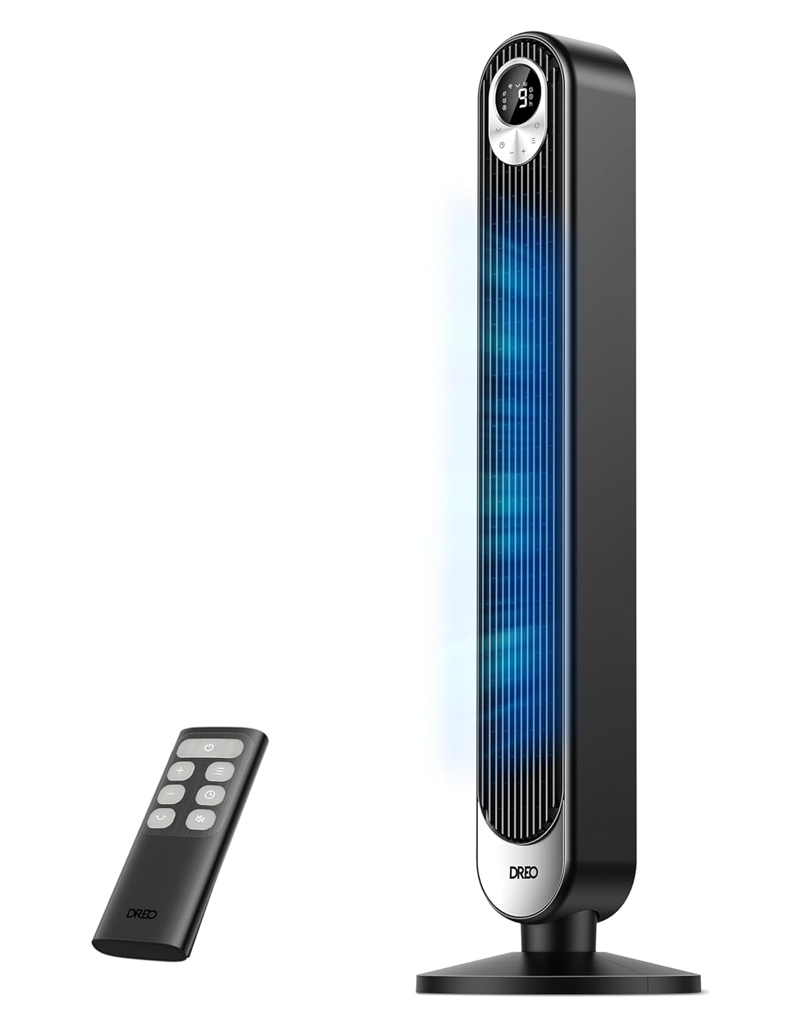 DREO Tower Fan for Bedroom 28 ft s 20dB Quiet Oscillating Bladeless Fan with Remote 9 Speeds 4