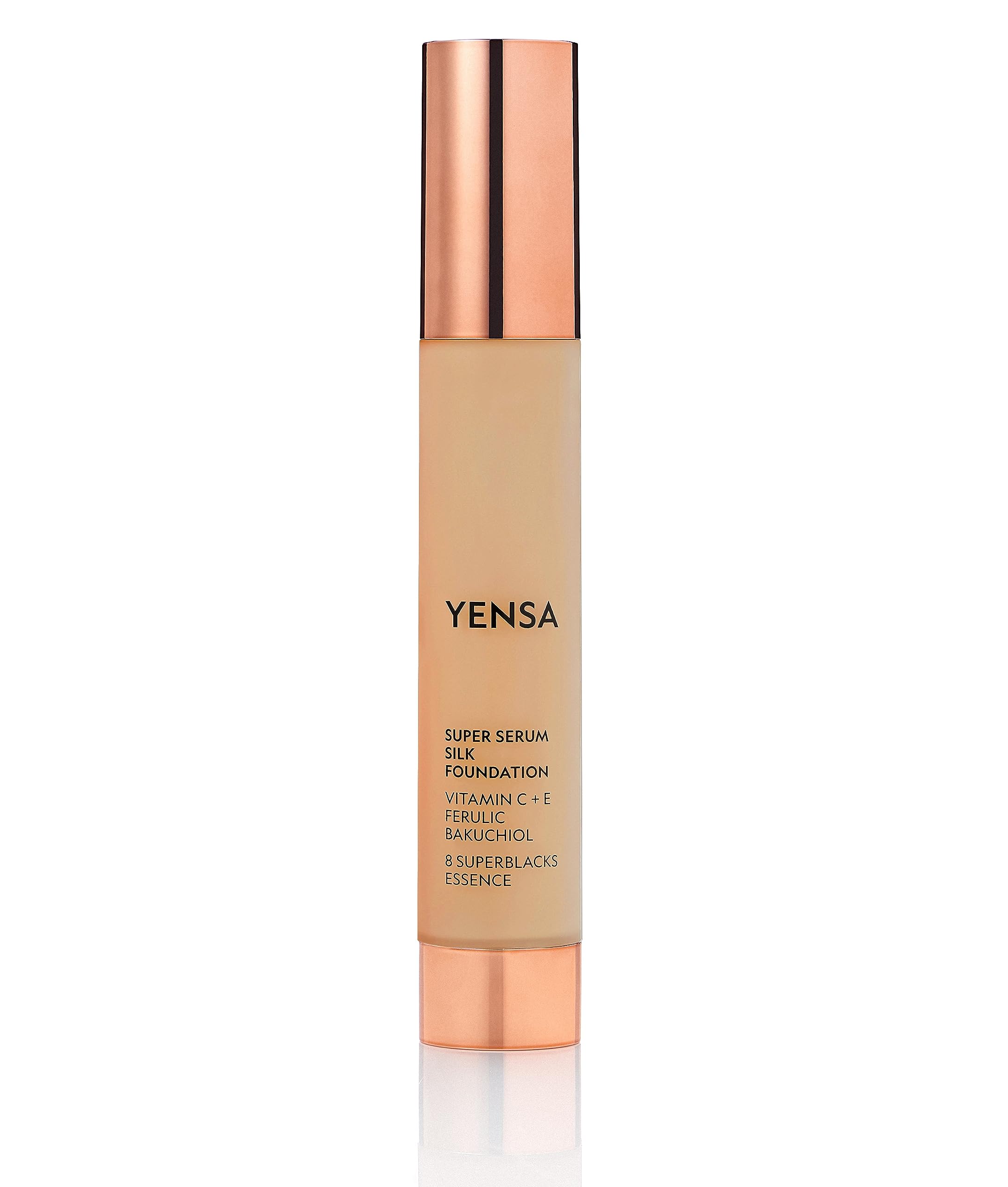 YENSA Serum Foundation Makeup - Super Silk Full Coverage Foundation Enriched with Peptides, Vitamin C & Ferulic Acid to Help Reduce Fine Lines,