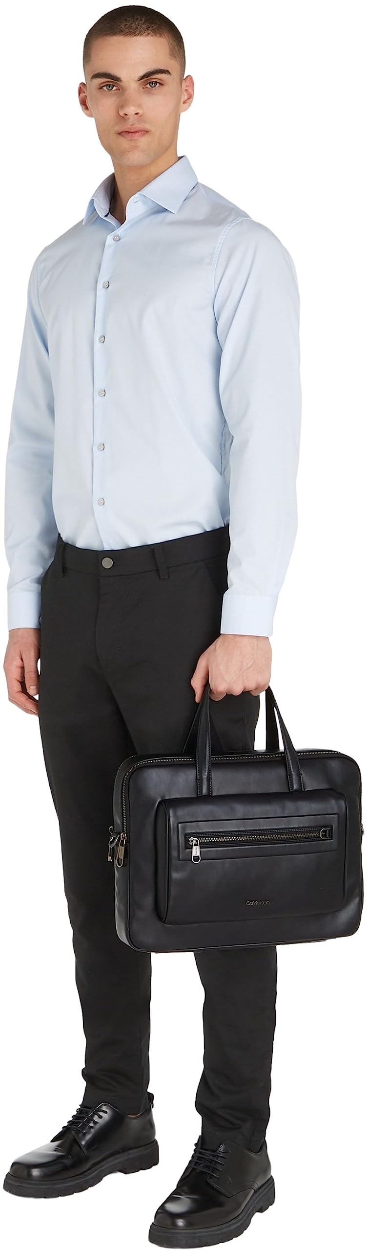 Calvin Klein Homme Sac pour Ordinateur Portable Elevated Simili Cuir, Noir (Ck Black Smooth), Taille Unique