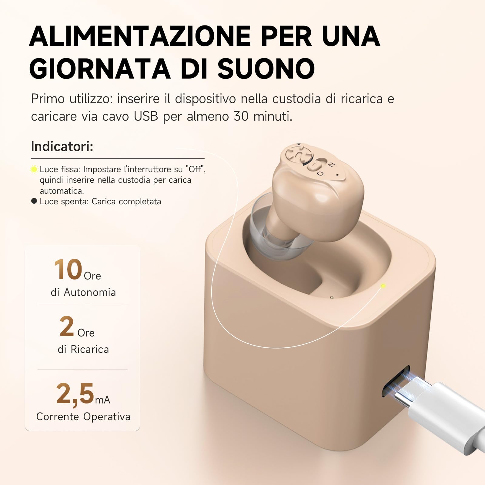 Britzgo Nuovo dispositivo di cancellazione del rumore Compatto e portatile con custodia di ricarica (Beige)