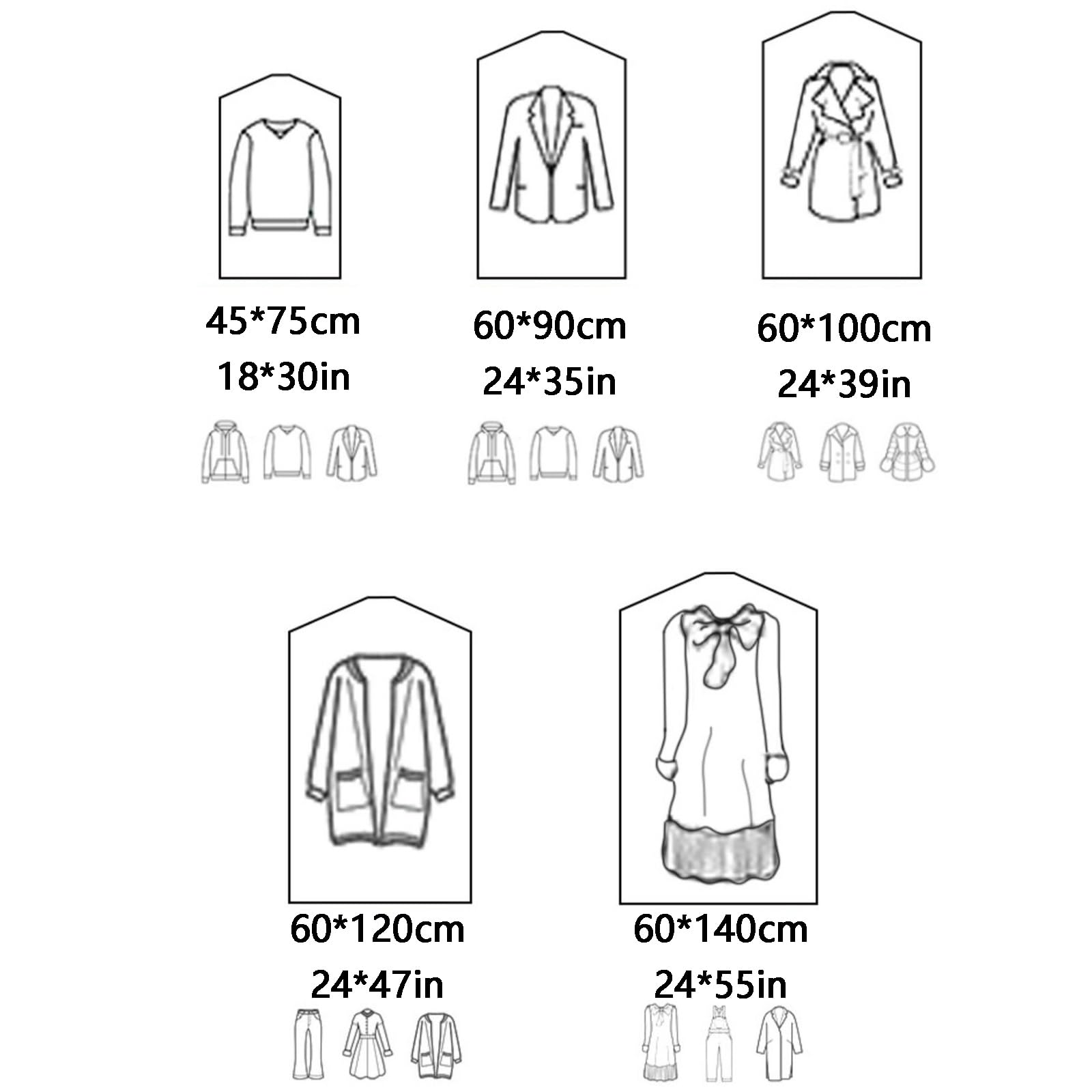 Copertura for appendiabiti, borsa for abiti trasparente for riporre l'armadio, adatta for tintoria, casa e viaggi(60 * 120cm)
