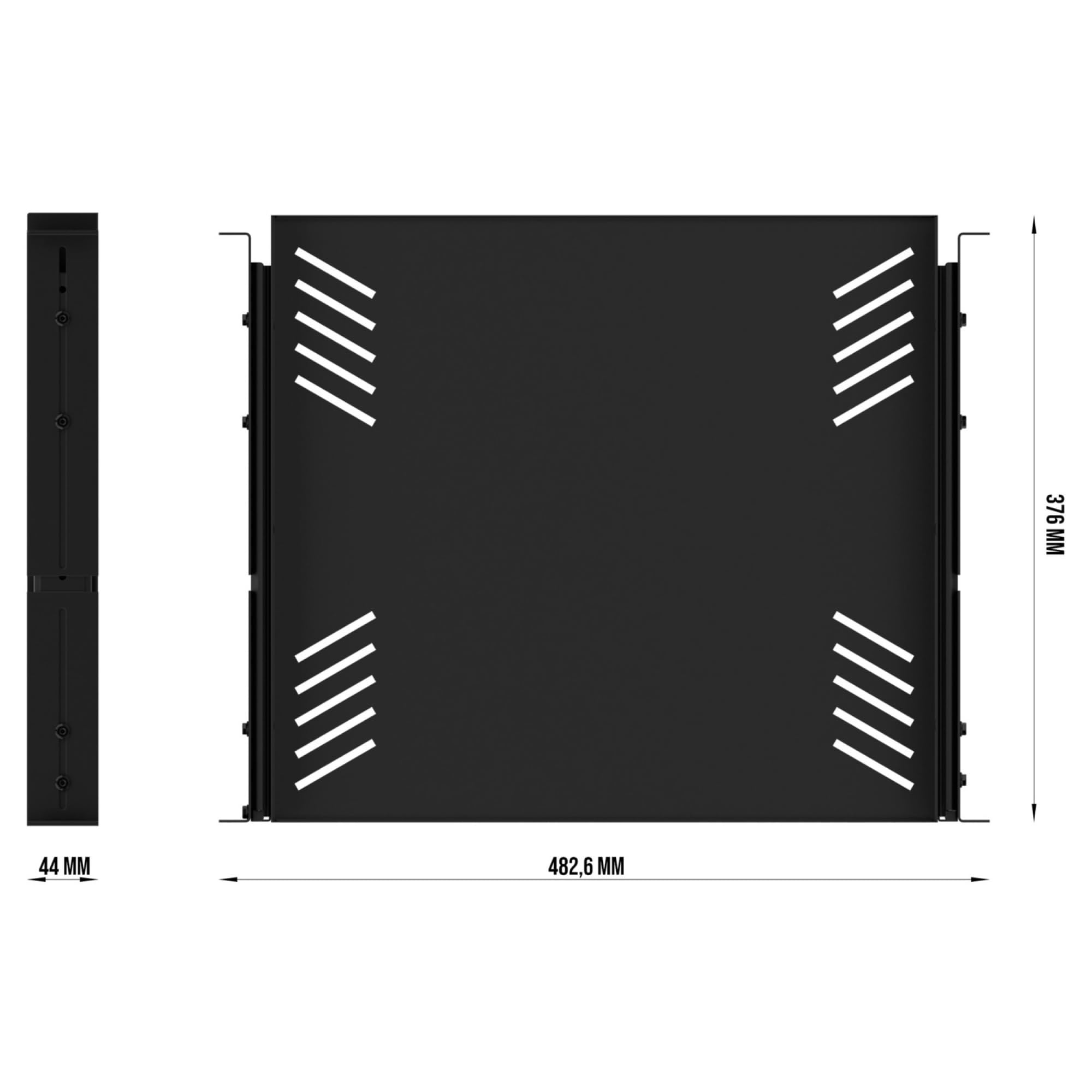 Audibax Pro Rack Drawer Ext 1U - Vassoio Scorrevole con Griglie 1U per Rack da 19 pollici - Ripiano Rimovibile 482,6 mm di Larghezza x 376 mm di Profondità - Realizzato in Acciaio - Capacità 8 kg