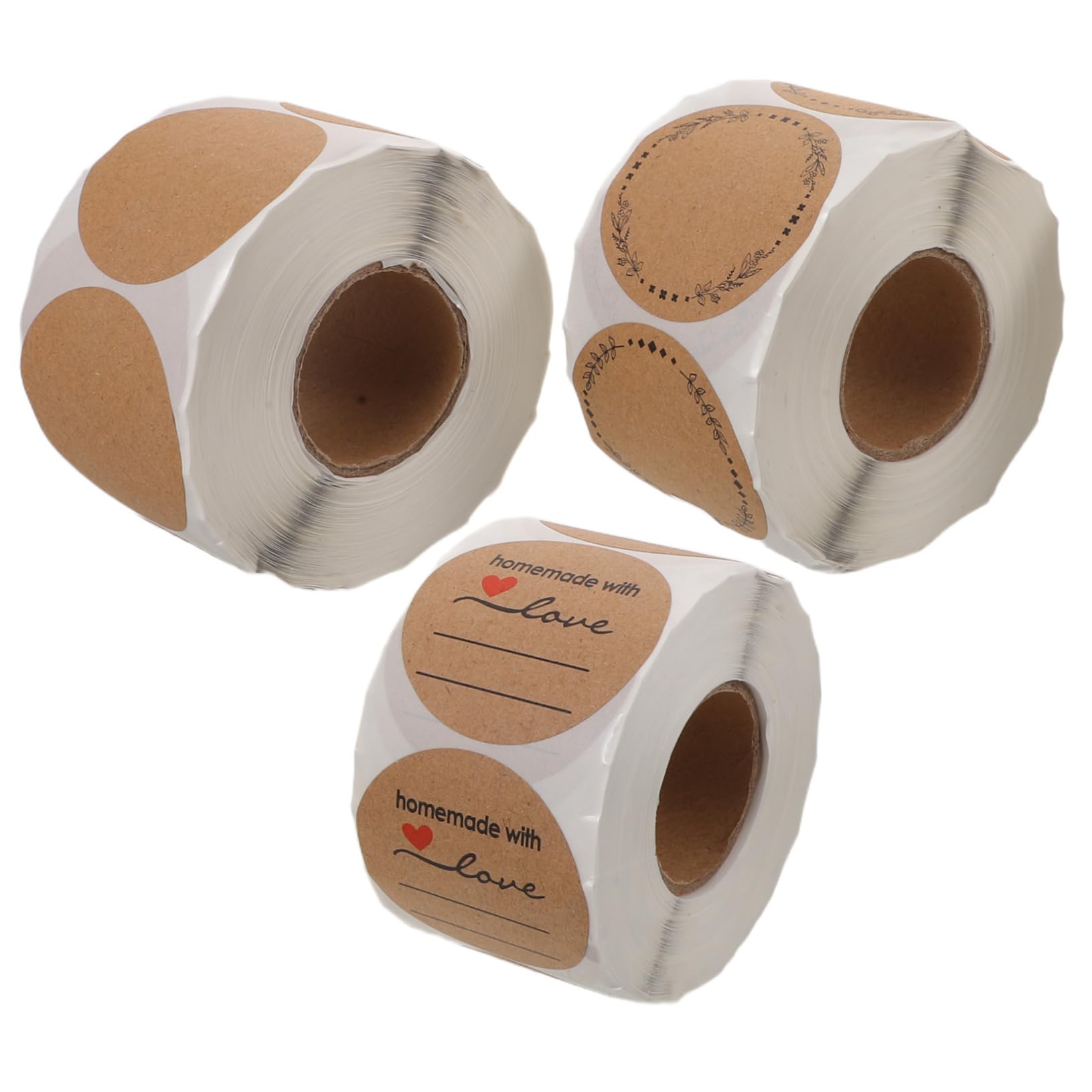3pezzi Etichette Adesive Circolari in Kraft Piccole Etichette Autoadesive Marroni Per Chiusura Buste Barattoli Di Bottiglie Di Essenziale Contenitori Per Alimenti Scatole Regalo De