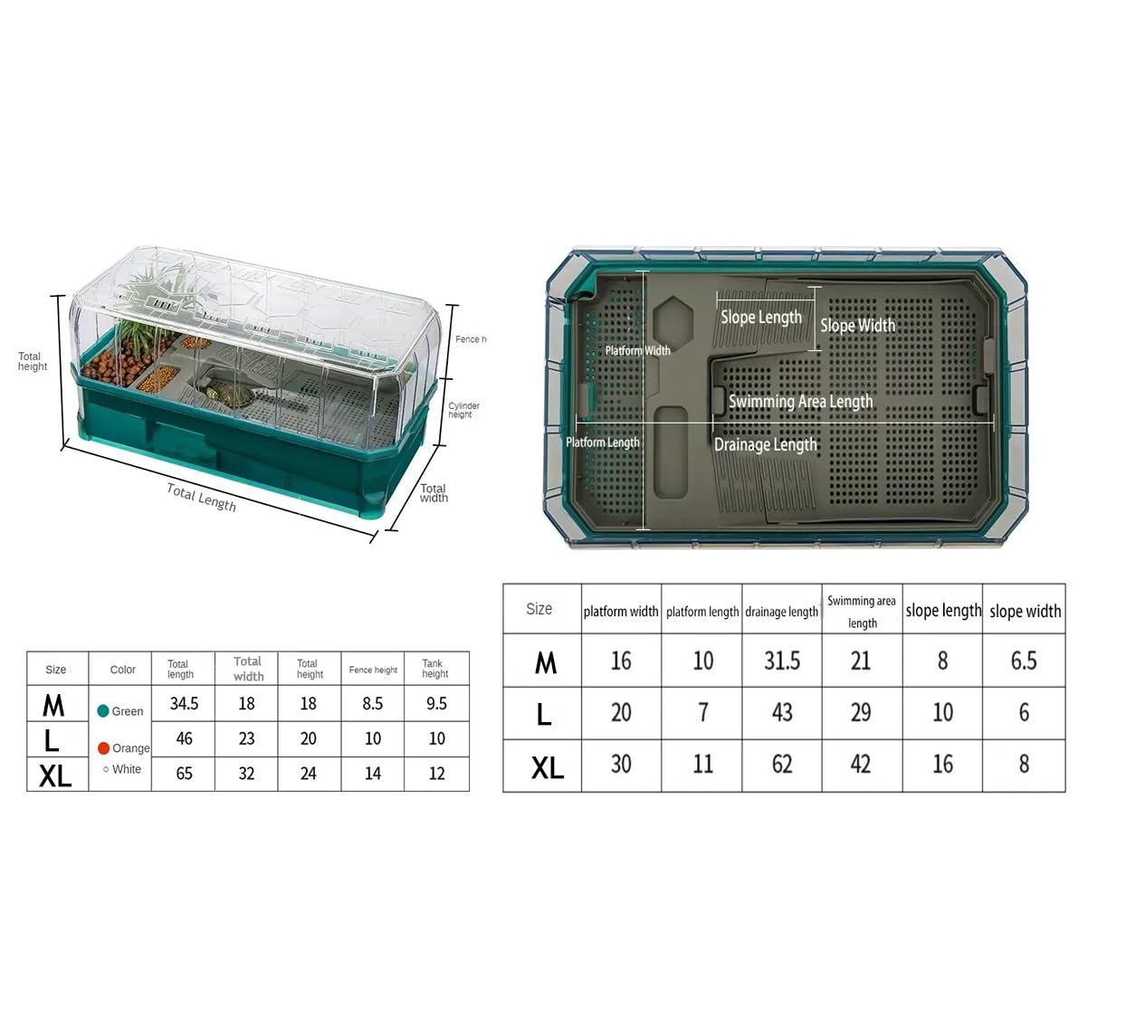 Acuario De Tanque De Tortuga, Caja De Alimentación para Tortugas, Plataforma De Acuario De Tortuga con Sistema De Ducha, Acuario De Hábitat De Reptiles,White m