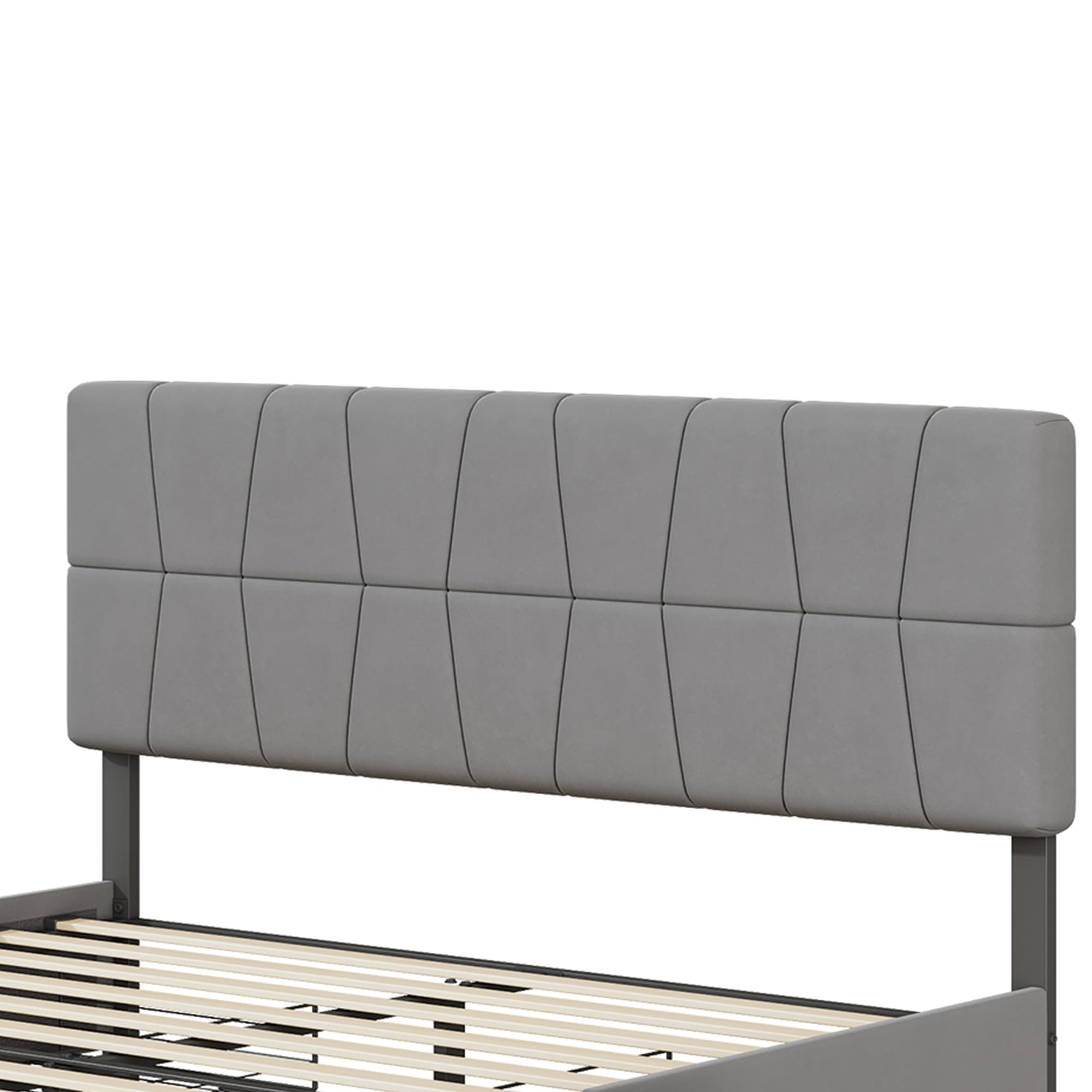 Callicarpa Cama tapizada de 160 x 200 cm con cabecero, cama de matrimonio con 4 cajones de almacenamiento, cama con espacio de almacenamiento, cabecero ajustable, cama de almacenamiento, respaldo de