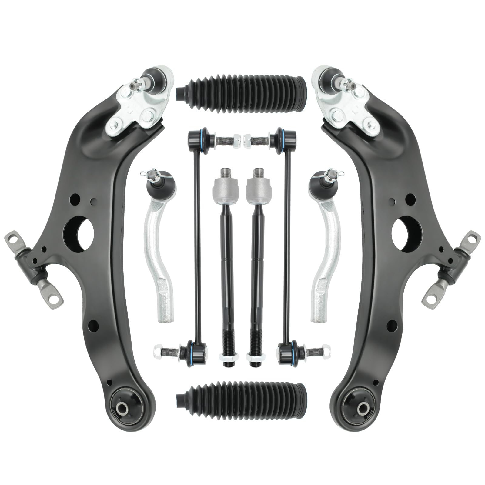 Photo 1 of 10 pcs Front Suspension Kit Control Arm w/Ball Joints, Sway Bar Link, Tie Rod, Compatible with Toyota Sienna 2011-2020