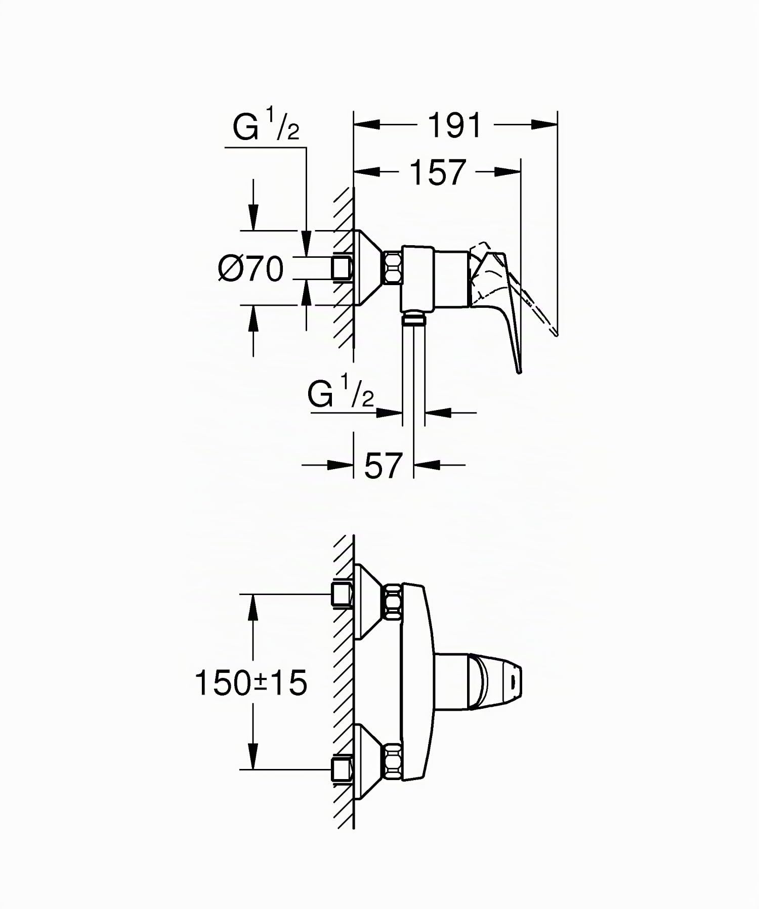 Grohe, 23755000 23755000, Grifo de bañera y Ducha Montaje en Pared
