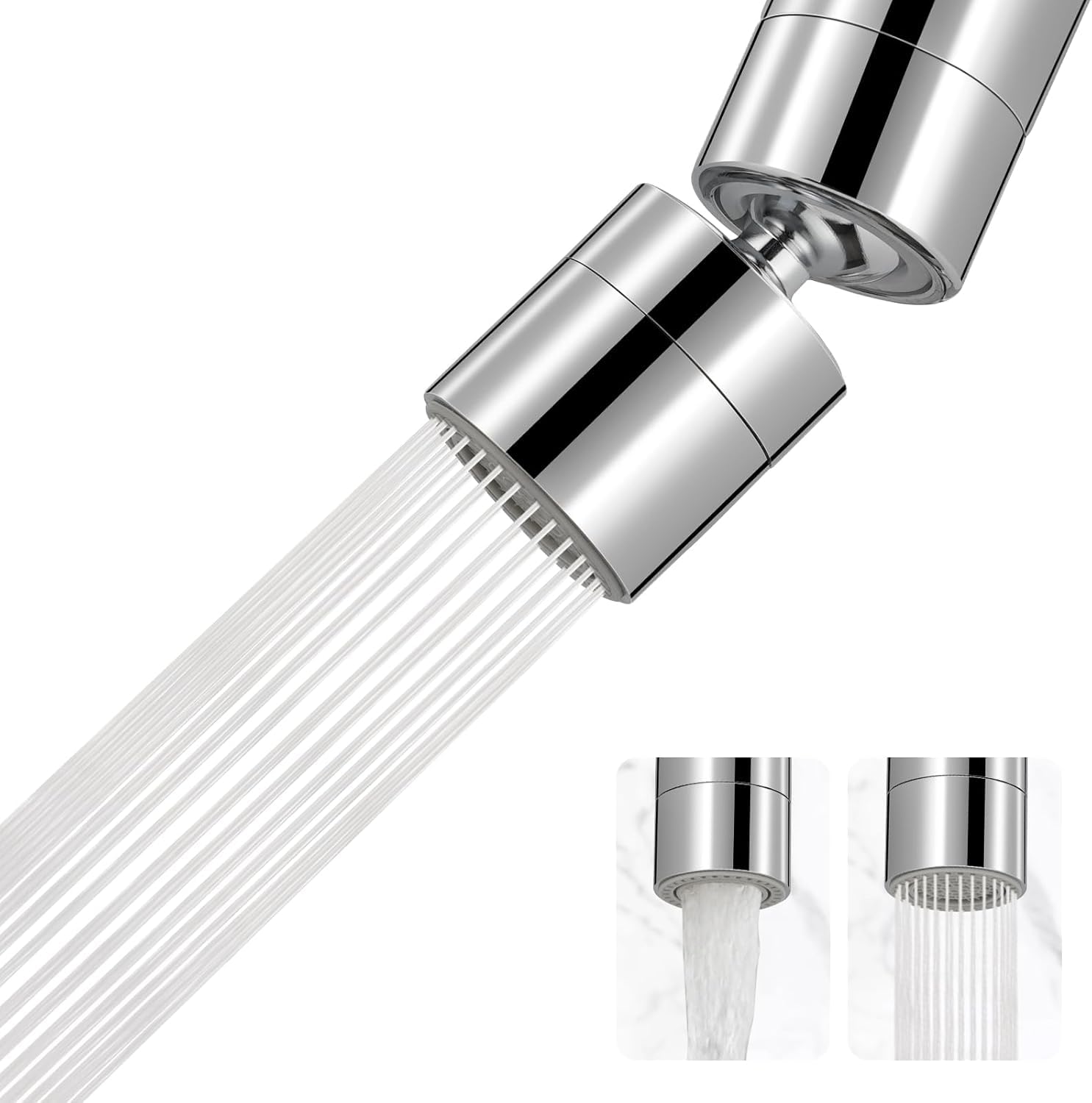 Luxeeva® 360° Rotatable Tap Extension for Kitchen Sink, Long Arm Stainless Steel Faucet Extender for Taps | Anti-Splash Pipe Extension with 2-Spray Modes for Effortless Sink Cleaning & Washing