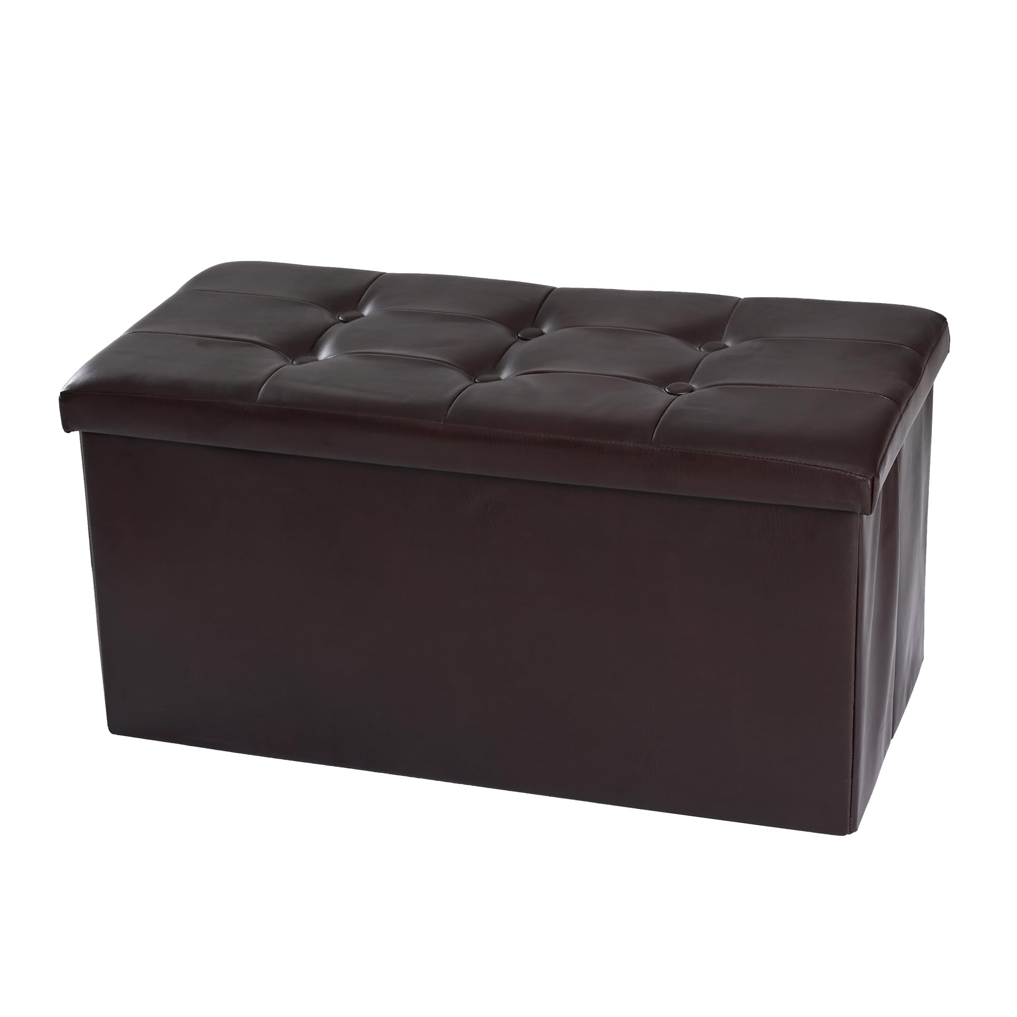CMY Folding Ottoman Storage Boxs Footstool Toy Chest Seat Cube Bench Coffee Faux Leather Footrest Living Room Furniture76.5x38x38cm (Coffee)