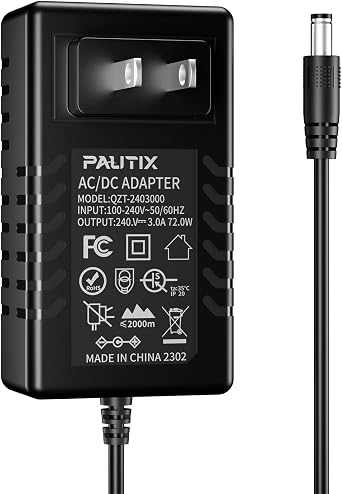PAUTIX 24V DC Power Supply Adapter 24Volt 3A 72W AC to DC Converter Transformer 100-240V AC Input with 5.5 x 2.1mm US Plug for LED Strip, CCTV Camera