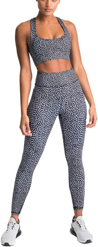Women Workout Sets 2 Pieces Suits High Waisted Yoga Leggings with Stretch Sports Bra Gym Tracksuits Active Set