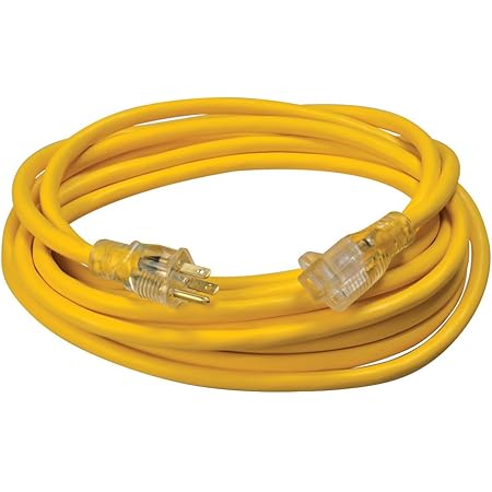 Southwire 02587 12/3 Vinyl Outdoor Extension Cord with Lighted End, 25-Foot