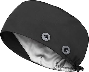 Adjustable Scrub Caps for Women Men - 4 Mask Attachment Buttons & Satin Lined Scrub Caps