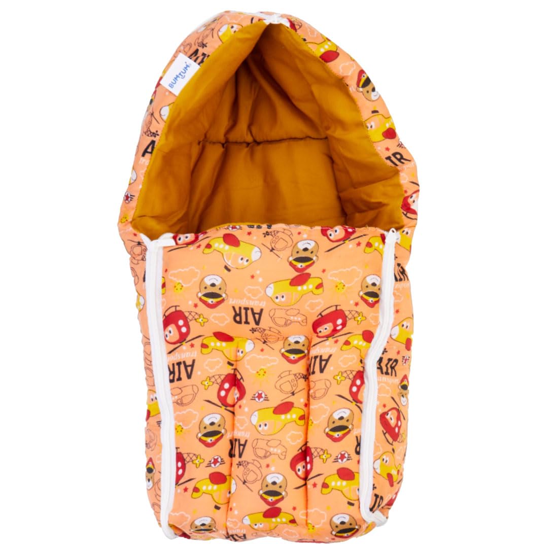BUMTUM Air 3 in-1 Sleeping Bag 0-6 Months Baby Bed, Sleeping Bag, Carry Nest, New Born Baby Unisex, Orange, Cotton, Free Size