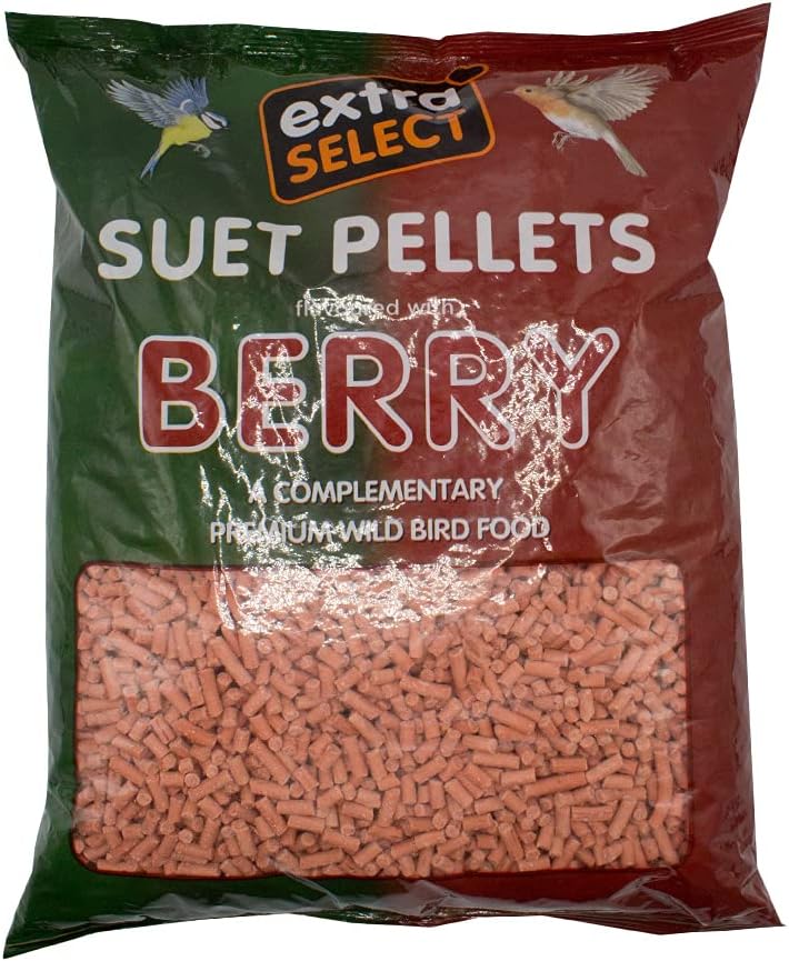 Berry High Energy Suet Pellets Wild Bird Food - Protein, Fat Rich Year-Round Feeding - 3 Kg Refill