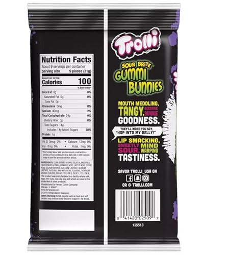 Trolli Sour Brite Easter Gummi Bunnies Soft Chewy Gummy Easter Candy 28.5 Oz - Includes Bonus Easter Buttermints #TOP4