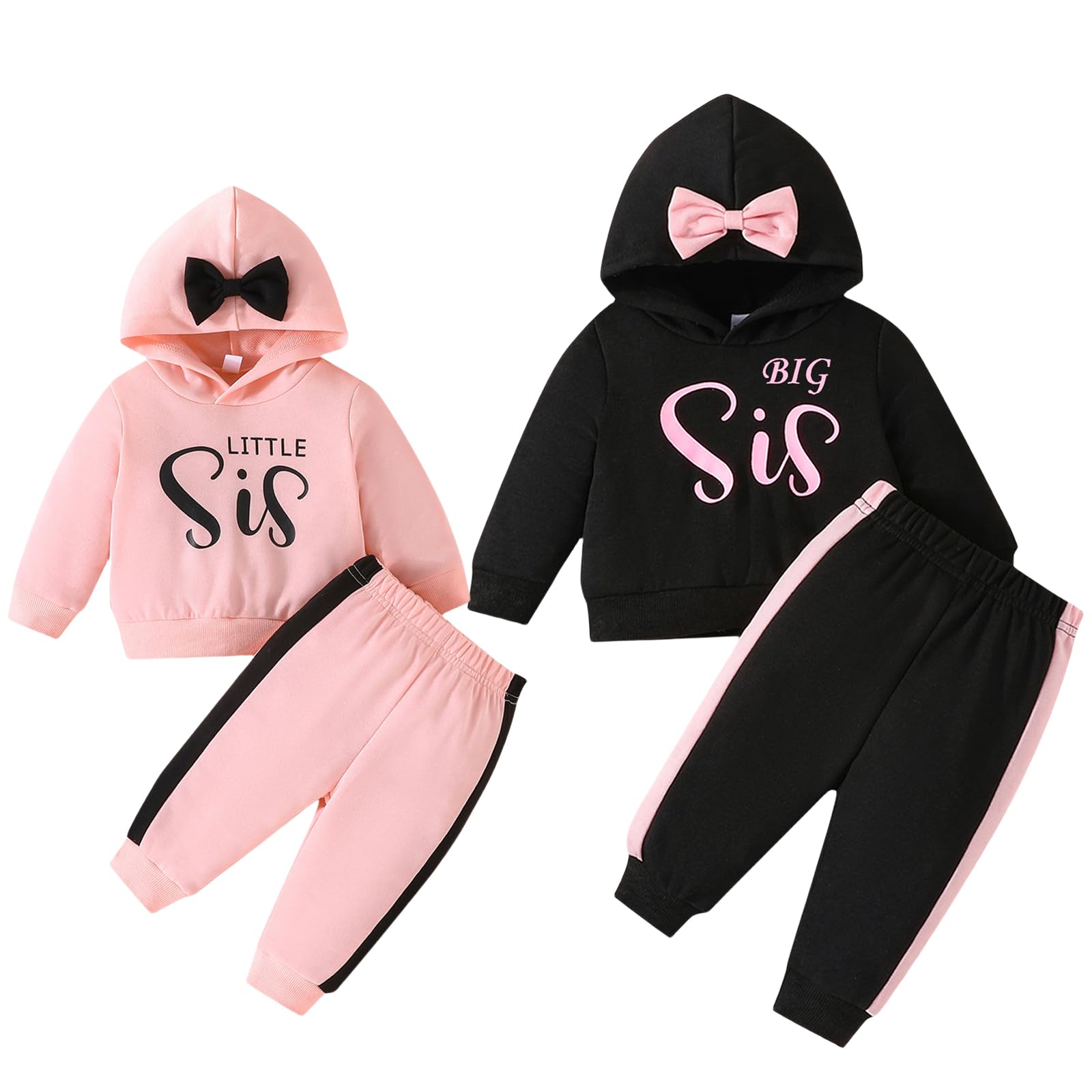Mubineo Matching Sister Sweatshirts - 'Lil Sis' & 'Big Sis' Long Sleeve Pullover For Toddler & Baby Girls