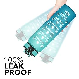 Hyeta 32 oz Water Bottles with Times to Drink and Straw, Motivational Water Bottle with Time Marker, Leakproof, Drinking Sports Water Bottle for Fitness, Gym and Outdoor