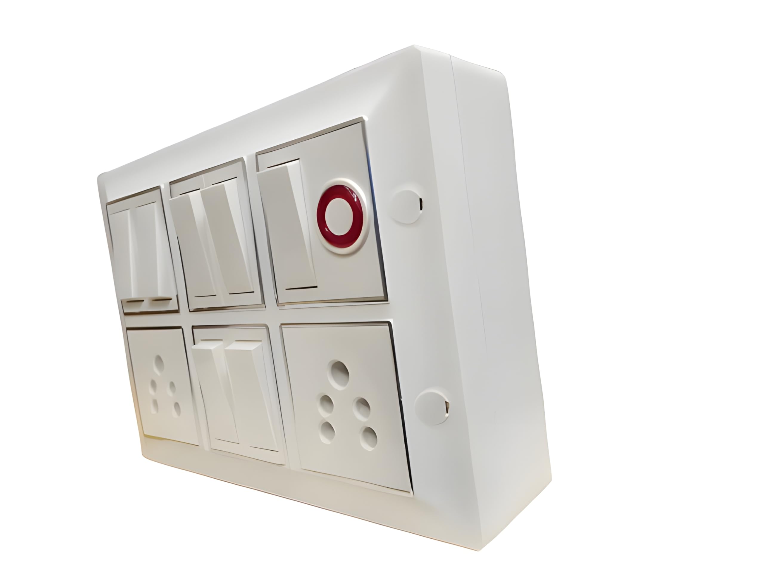 Modular Switch Board with 2-Pin & 3-Pin Socket, Electrical Wall Switchboard with Indicator, Heavy Duty Copper Wiring, White-picture-54