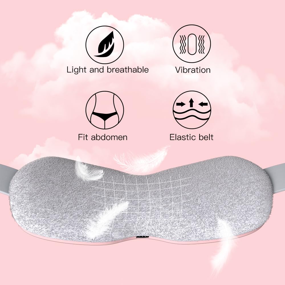 Cuscino riscaldante portatile per crampi, rosa, di medie dimensioni, materiale felpato, 3 velocità di riscaldamento e 3 modalità di massaggio, tecnologia di riscaldamento al grafene