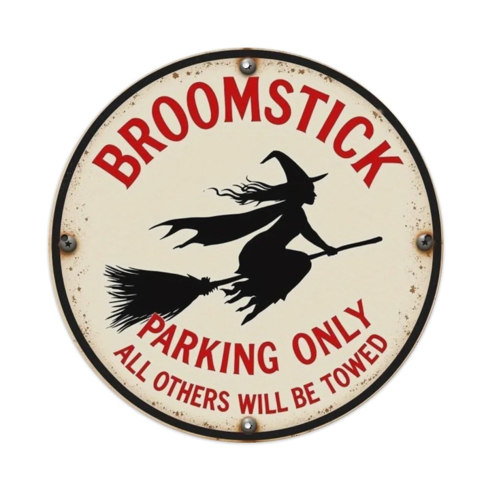 Igtefte Vintage Witch Broom Parking Only Tin Sign Style Home Bar Garden Wall Plaque Decor Metal Poster 8X8 Inch
