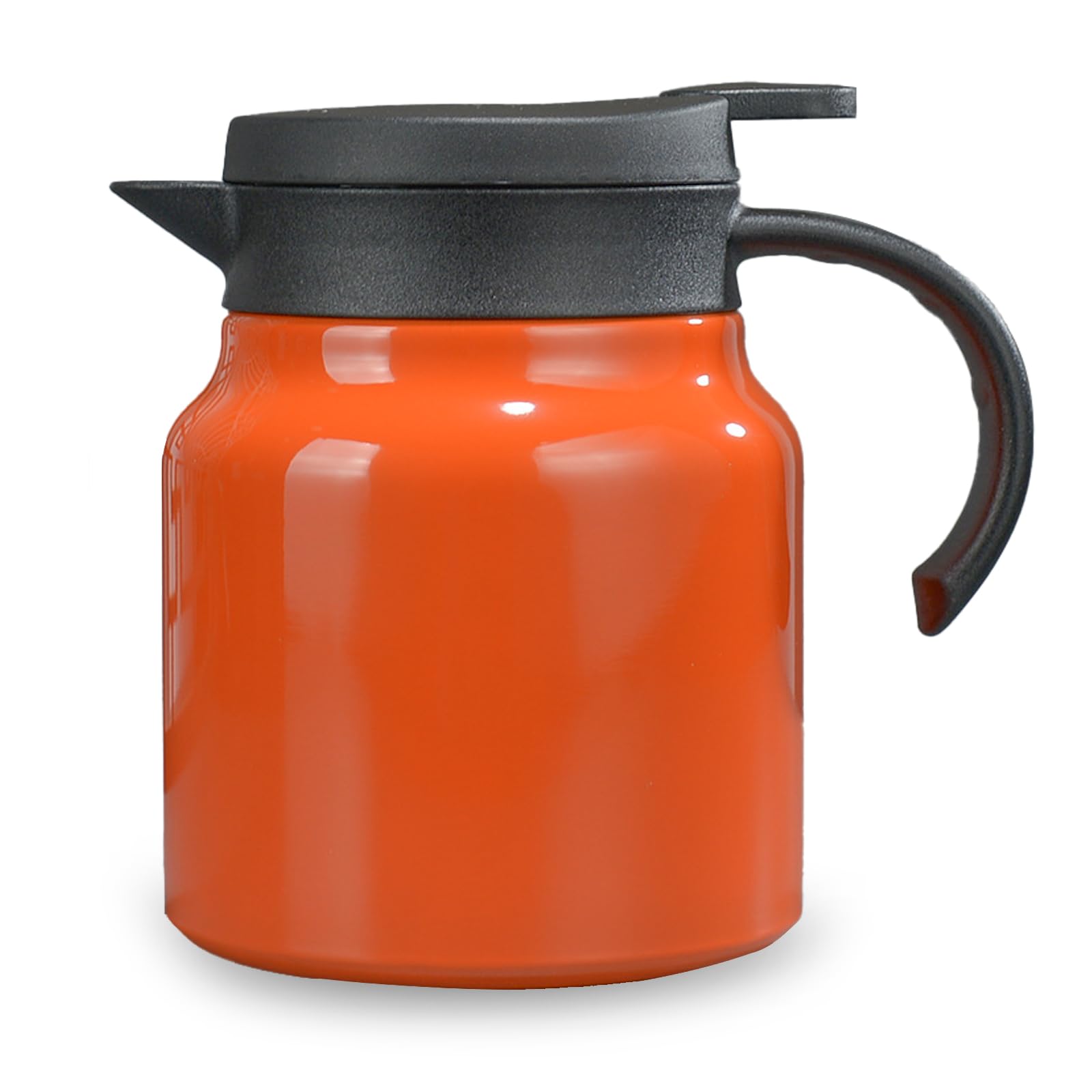 27 oz Single Stainless Steel Thermal Coffee Carafe, Double Wall Vacuum Insulated Creamer Container, Beverage Dispenser for Milk and Hot Chocolate, Tea Pot. (Orange)