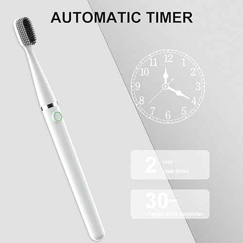 Miniatura 5 de Loafar Cepillo de dientes eléctrico sónico con 6 cabezales de cepillo, cepillo de dientes electrónico recargable de CC para adultos, cepillo de