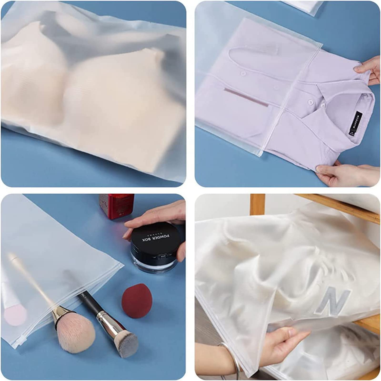 Oracha - 20 sacchetti da viaggio in plastica, con chiusura a cerniera, per riporre lo spazio, impermeabile, per casa, scuola, viaggi, ospedale, 5 misure