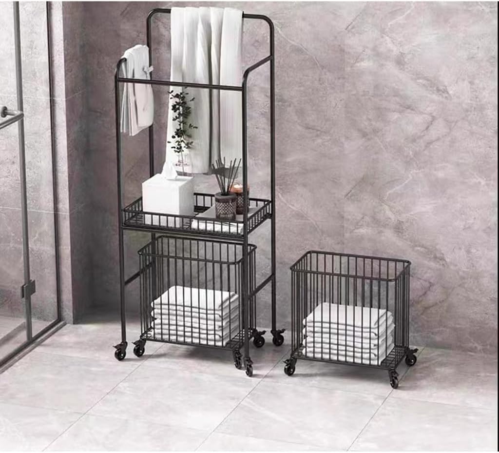 Laundry Sorter and Laundry Hamper, Rolling Laundry Cart with Hanging Bar, Heavy Duty