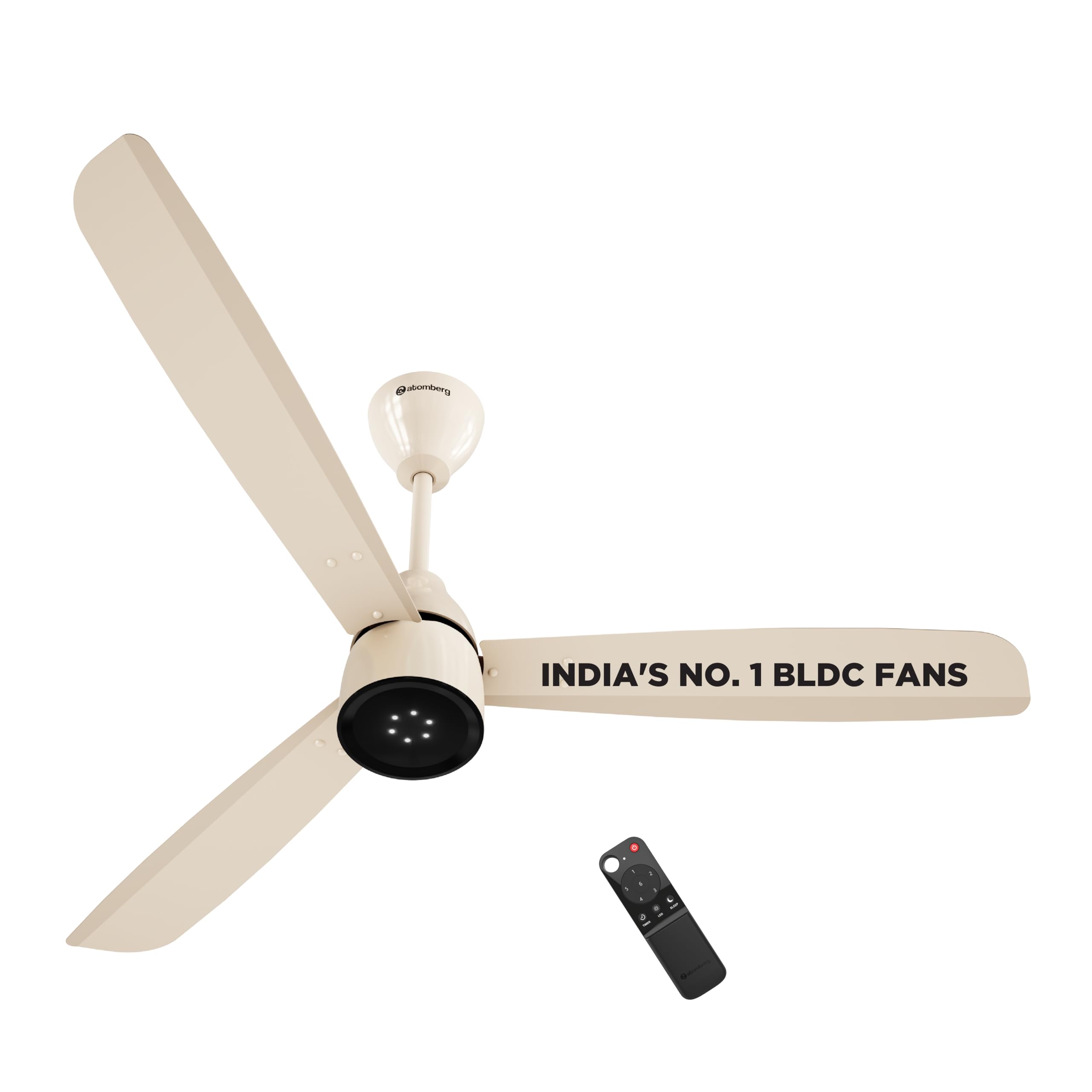 atomberg Renesa Enzel 1200mm BLDC Motor 5 Star Rated Sleek Ceiling Fans with Remote | Upto 65% Energy Saving | 1+1 Year Warranty (Gloss Seasand Ivory)