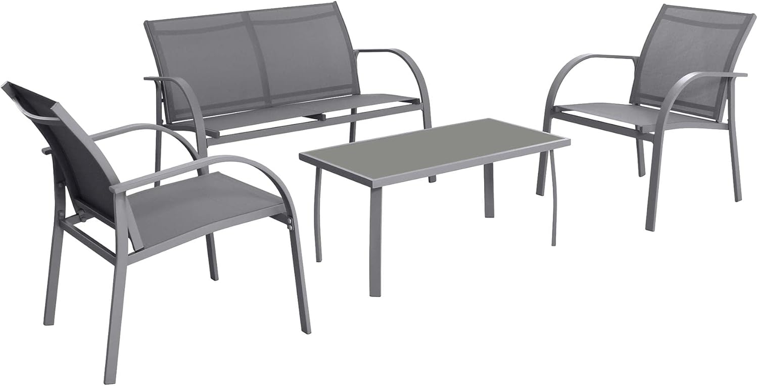 Harbour Housewares 1x Grey 4 Seater Sussex Garden Sofa Furniture Set