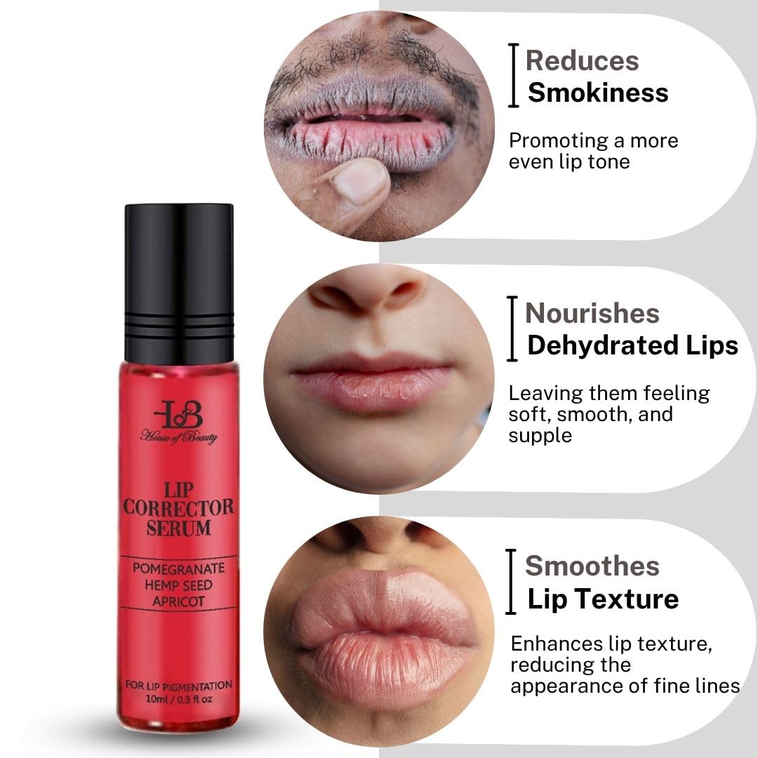 HOUSE OF BEAUTY Lip Color Corrector Serum | Enriched with Pomegranate, Hemp Seed & Apricot | Lip Pigmentation | Unisex (10ml) - Image 6 thumbnail