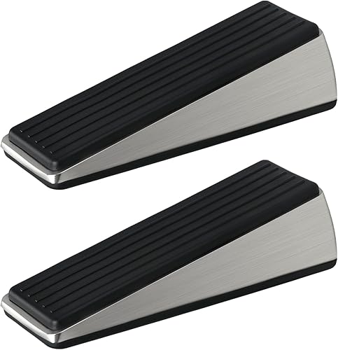 HOMOTEK Paquete de 2 topes de puerta para la parte inferior de la puerta, topes de puerta de cuña resistentes, protectores de pared para debajo de